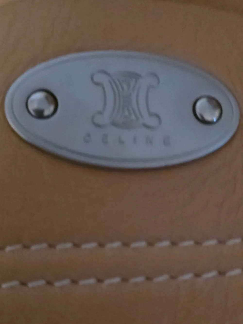 Celine Tan Leather Satchel with Silver Hardware